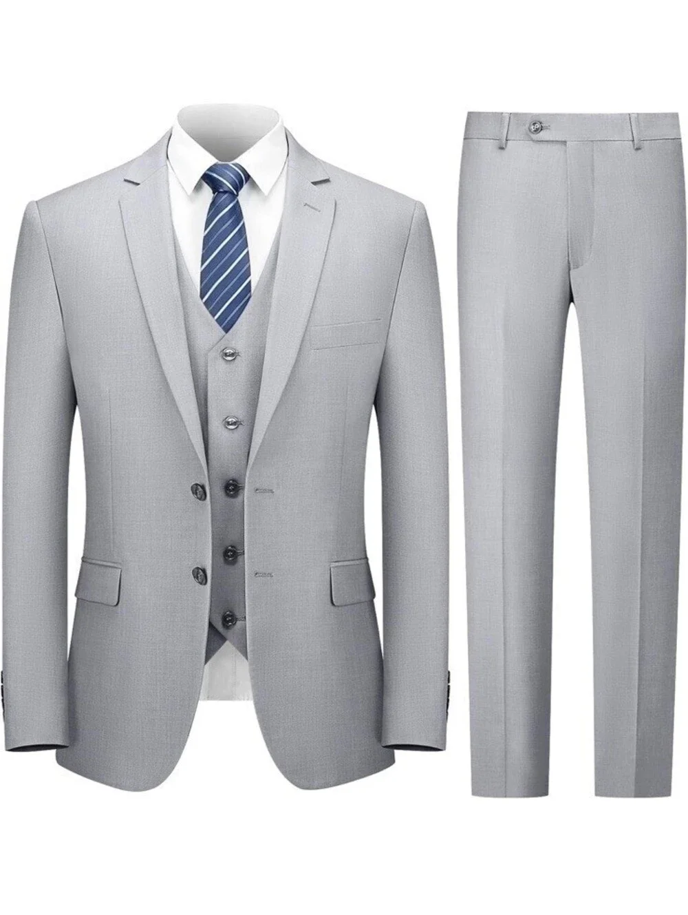 Cooper & Nelson Mens Suit Slim Fit  3 Piece Notch Lapel 1 Button L 38R